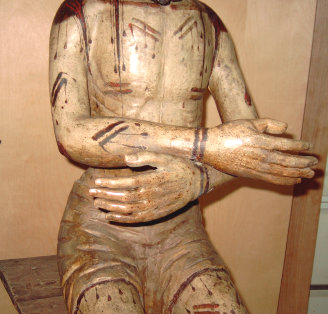 Enlargement of Ecce Homo depicting his restored hands.